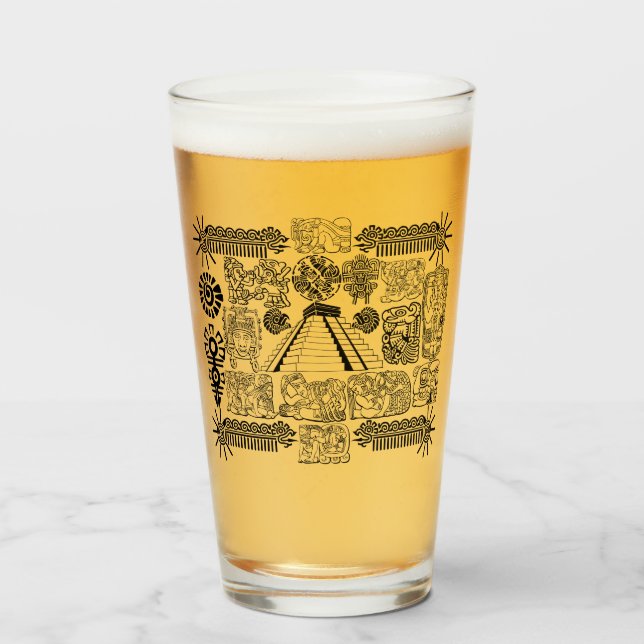 Copo De Pint Caneca Símbolos Maias (Frente (Preenchido))