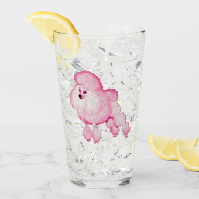 Copo De Pint Caniche cor-de-rosa retro (Gelo frontal)