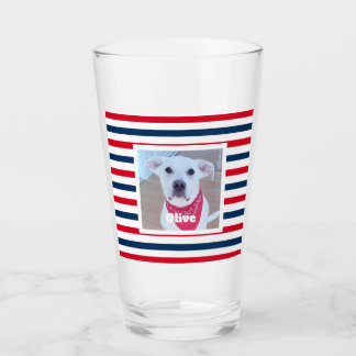 Copo De Pint Cão Cachorro Vermelho Branco Azul Strips Foto Patr