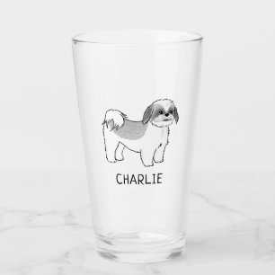 Copo De Pint Cão cinzento e branco dos desenhos animados de