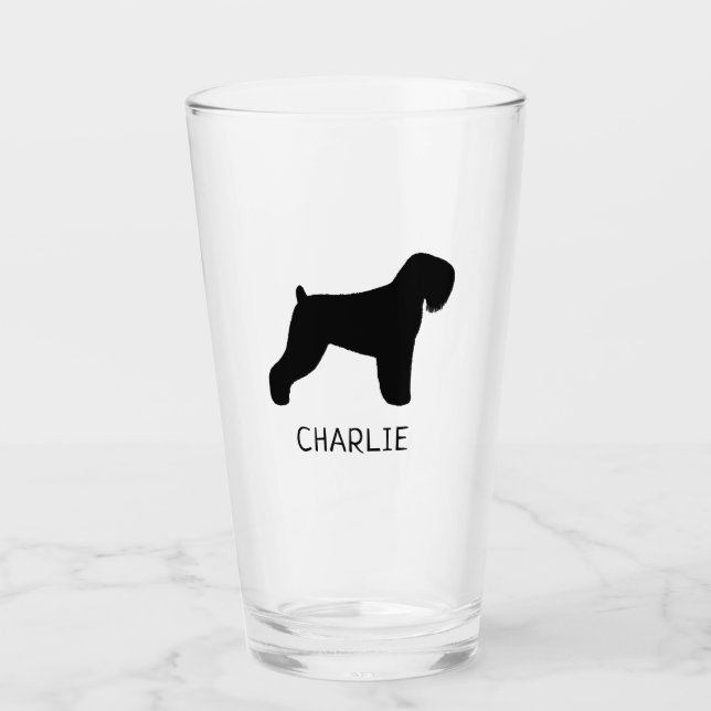 Copo De Pint Cão Personalizado do Terrier Russo Negro Silhouett (Frente)