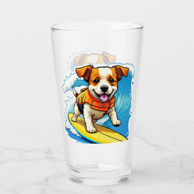 Copo De Pint Cão surfador (Frente)