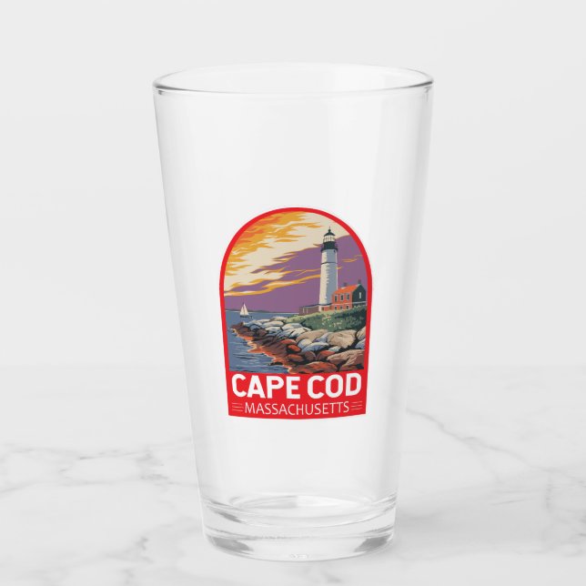 Copo De Pint Cape Cod Massachusetts Emblema de Arte de Viagem (Frente)