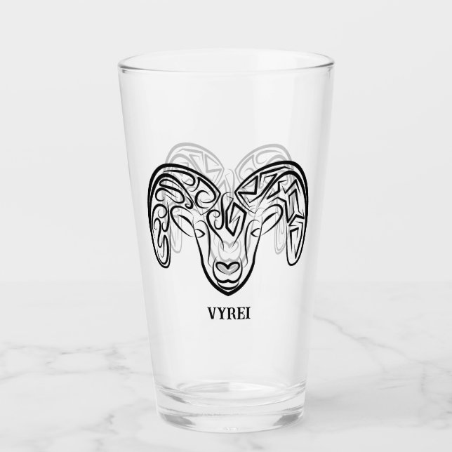 Copo De Pint Capim/ovelha, tribal, preto e branco (Frente)