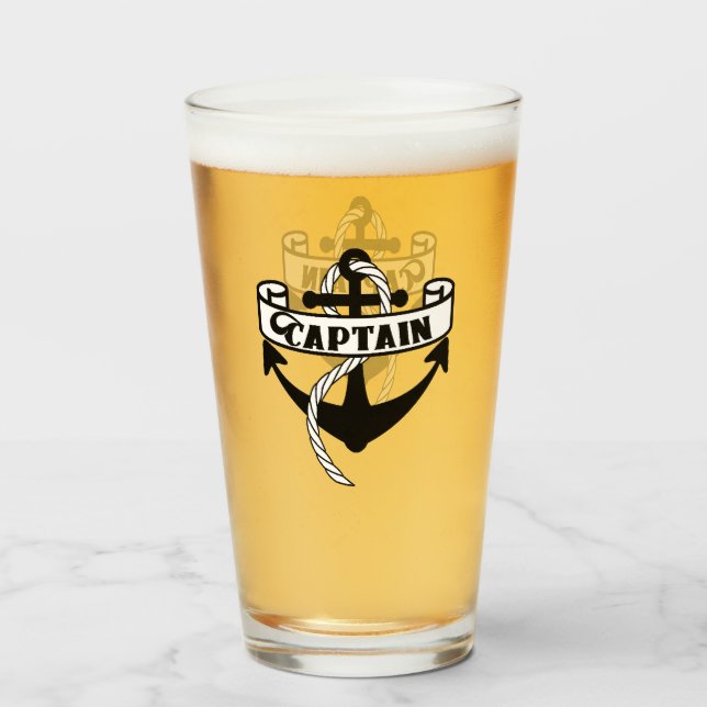 Copo De Pint Capitão Âncora Navigação Corda Náutico (Traseira (Preenchido))