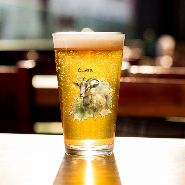 Copo De Pint Caprino de Aquarela, personalizado (Criador carregado)