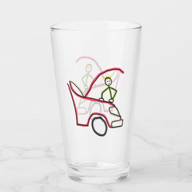 Copo De Pint Car Mechanic Stickman (Frente)