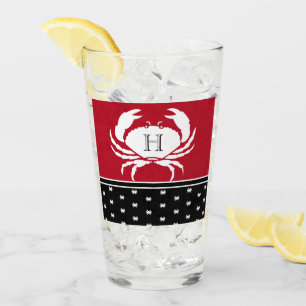 Copo De Pint Caranguejo Branco Vermelho Negro, Monograma, Náuti