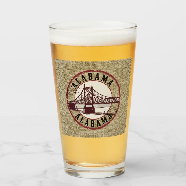 Copo De Pint Carimbo da ponte Retro Alabama (Frente (Preenchido))