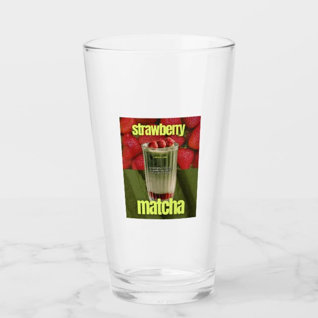Copo De Pint Cartaz de Latte de Matcha com Morango – Bebida de  (Frente)