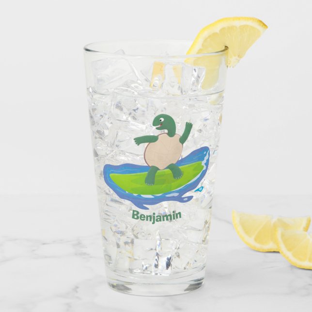 Copo De Pint Cartografia de surf de tartaruga engraçada (Gelo traseiro)