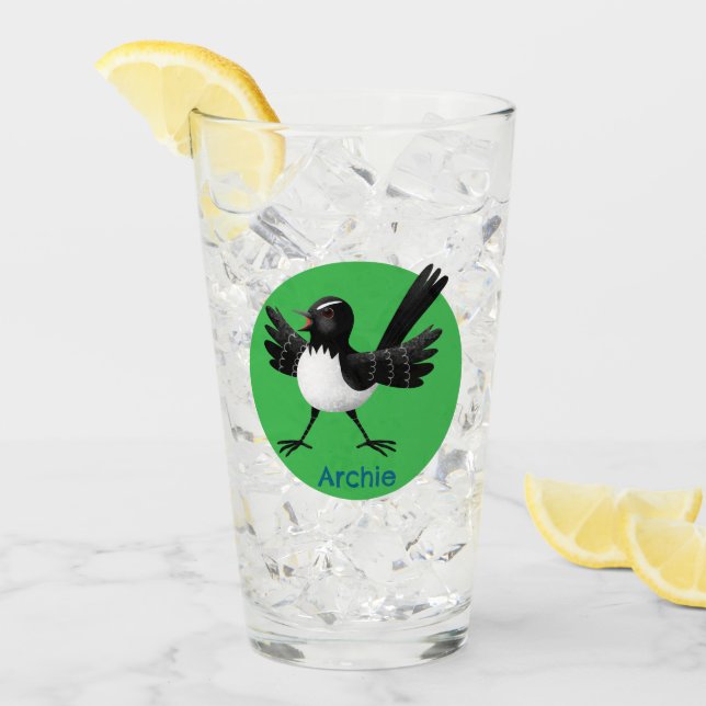 Copo De Pint Cartoon australiano Willie Wagtail personalizado (Gelo frontal)