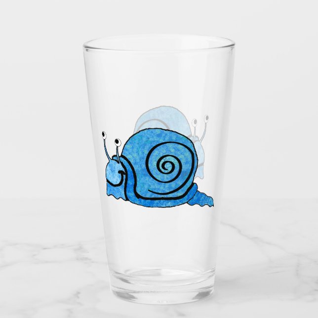 Copo De Pint Cartoon Bonito Sorrindo Caracol Azul Patternado (Frente)