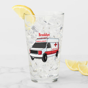 Copo De Pint Cartoon de ambulância vermelha