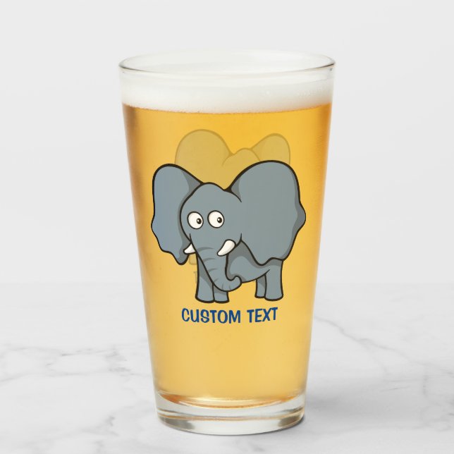 Copo De Pint Cartoon de Elefante de cinza (Frente (Preenchido))