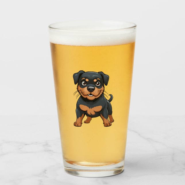 Copo De Pint Cartoon Rottweiler (Frente (Preenchido))