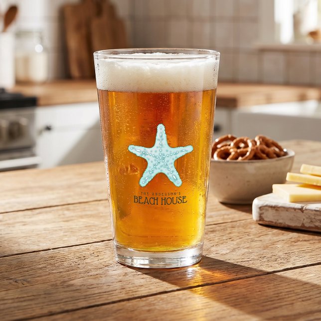 Copo De Pint Casa de Praia Starfish Aqua Azul ID623 (Criador carregado)