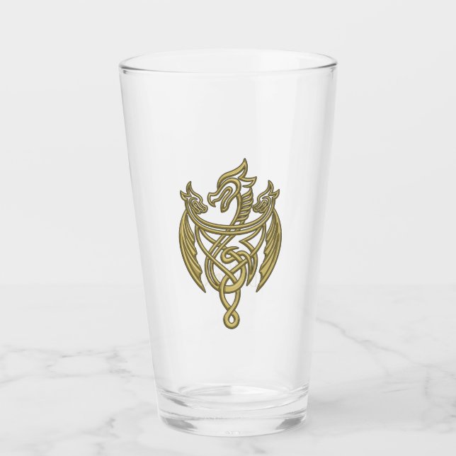 Copo De Pint CASA DO DRAGÃO | Ouro Filigree Dragon Crest (Frente)