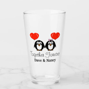 Copo De Pint Casal de casamento personalizado com pinguins româ