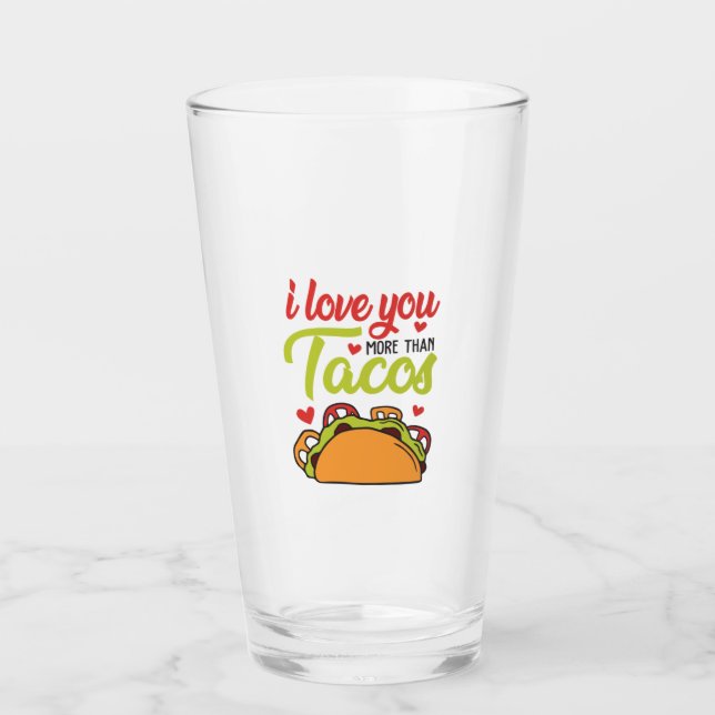 Copo De Pint Casal Presente Eu Te Amo Mais Do Que Tacos (Frente)