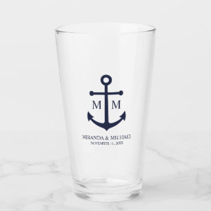 Copo De Pint Casamento de Âncora Azul Marinho Náutico