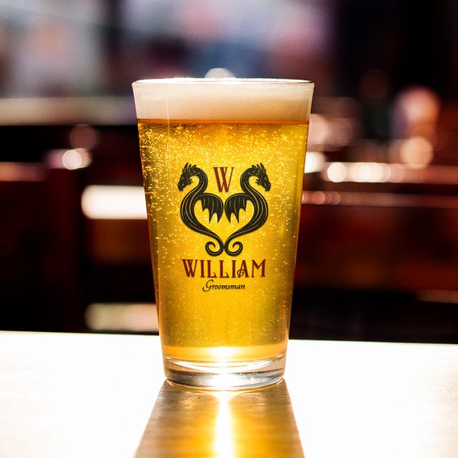 Copo De Pint Casamento de Fantasia do Monograma Dourado Dragão  (Criador carregado)