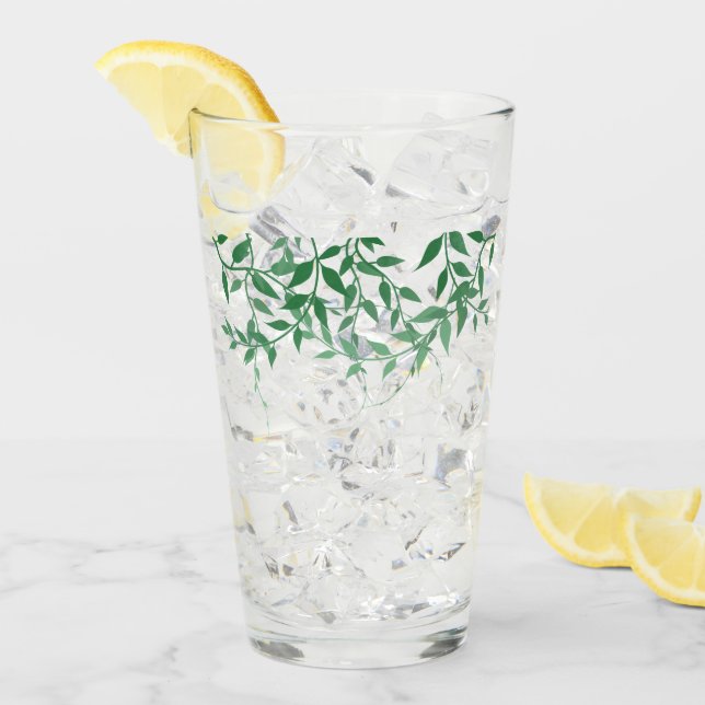 Copo De Pint Casamento de Folhas Botânicas Rusticas (Gelo frontal)