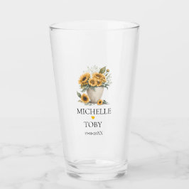 Copo De Pint Casamento de Newlyweds Floral Personalizado