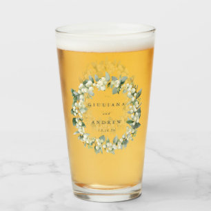 Copo De Pint Casamento Elegante de Snowberry+Eucalyptus Wreath