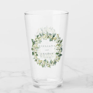 Copo De Pint Casamento Elegante de Snowberry+Eucalyptus Wreath