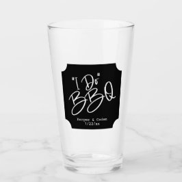 Copo De Pint Casamento Eu faço CHURRASCO, branco e vidro preto