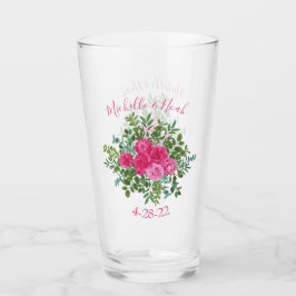 Copo De Pint Casamento Floral Rosa Brilhante