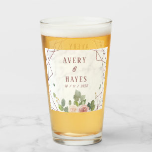 Copo De Pint Casamento Geométrico Dourado do Elegante Rosa