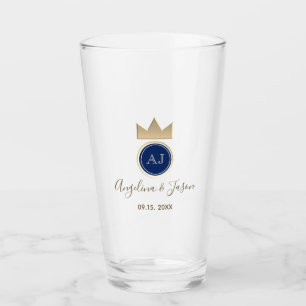 Copo De Pint Casamento Monograma Azul Real