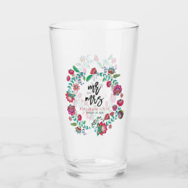 Copo De Pint Casamento multicolorido de flores folclóricas