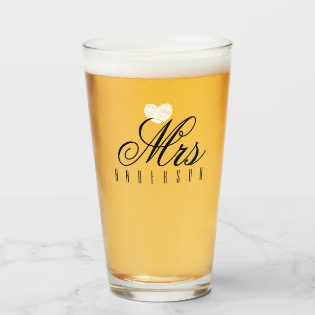 Copo De Pint Casamento Personalizado de Script Modern (Frente (Preenchido))