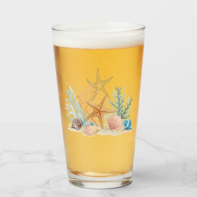 Copo De Pint Casamento Romântico Etéreo à Beira-Mar (Frente (Preenchido))