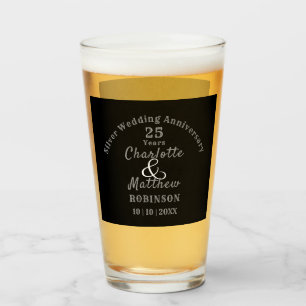 Copo De Pint Casamento Silver do 25 Anniversário Personalizado