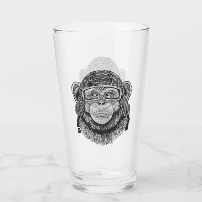 Copo De Pint Cavaleiro da motocicleta do chimpanzé (Frente)