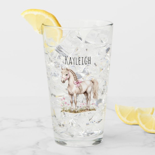 Copo De Pint Cavalo Branco e Flores (Gelo frontal)
