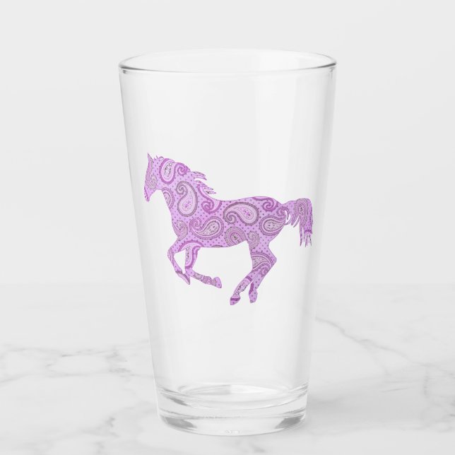 Copo De Pint Cavalo Galopante de Paisley Roxo (Frente)
