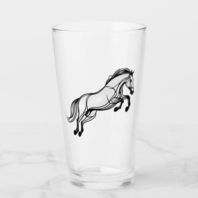 Copo De Pint Cavalo Salto Negro E Branco (Frente)