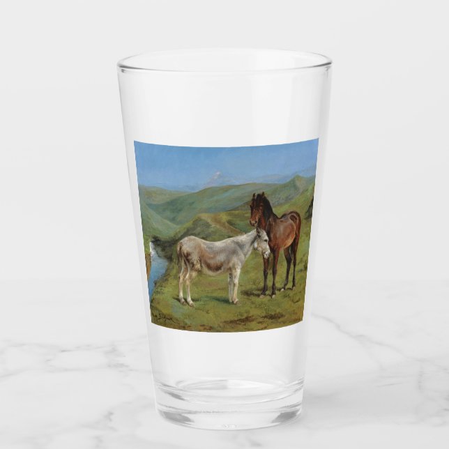 Copo De Pint Cavalos de Cinza clara num campo (Equine Fazenda A (Frente)