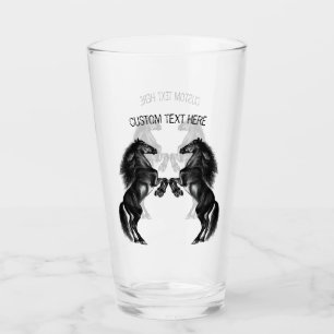 Copo De Pint Cavalos Pretos E Pretos - Adicione Seu Texto / Cor