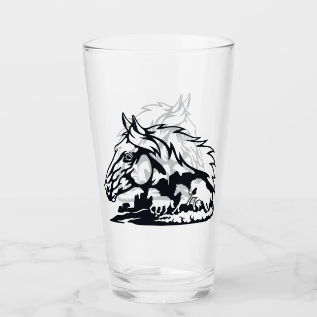Copo De Pint Cavalos Selvagens Mustangs no Deserto (Frente)