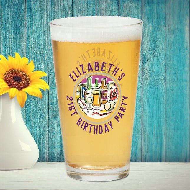 Copo De Pint Celebração do Vidro aniversário de 21 anos de Idad (Criador carregado)