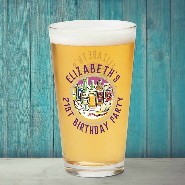 Copo De Pint Celebração do Vidro aniversário de 21 anos de Idad (Criador carregado)