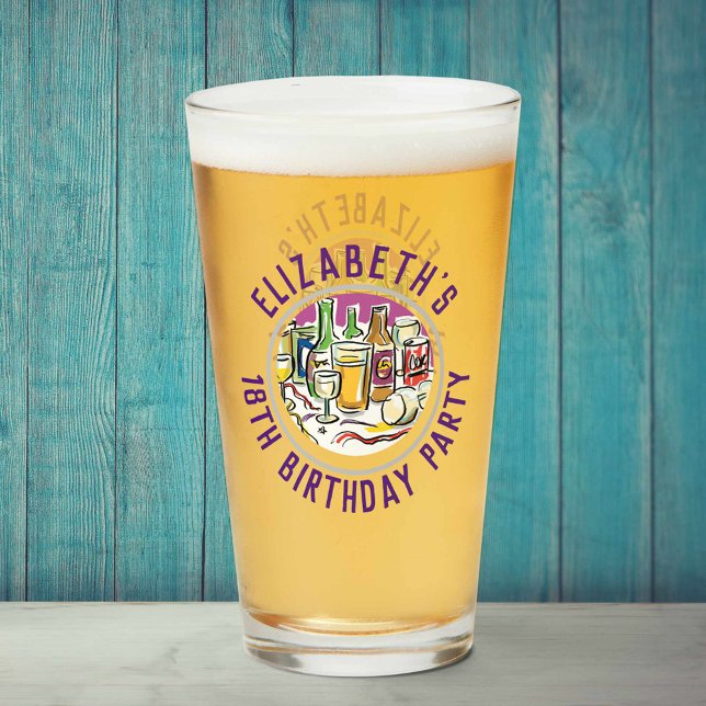 Copo De Pint Celebração do Vidro de Aniversário da Idade 18 (Criador carregado)