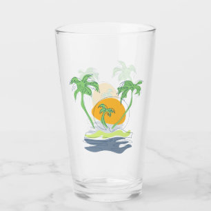 Copo De Pint Cenário de praia de ilha tropical. Árvore de palme