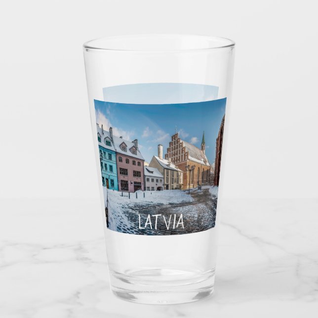 Copo De Pint Centro de cidade de inverno de neve em Riga, Letón (Frente)